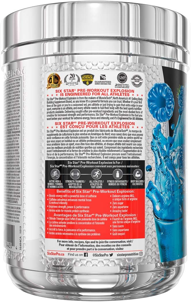 乳清蛋白粉 + 运动前粉 - Six Star 100% 乳清蛋白 Plus 和运动前爆发粉