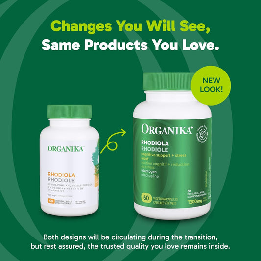 Organika Rhodiola 100mg 6:1 Extract- 3% Rosavins, 1% Salidroside- Adaptogen, Cognition Support, Mental Focus in Response to Stress- 60vcaps