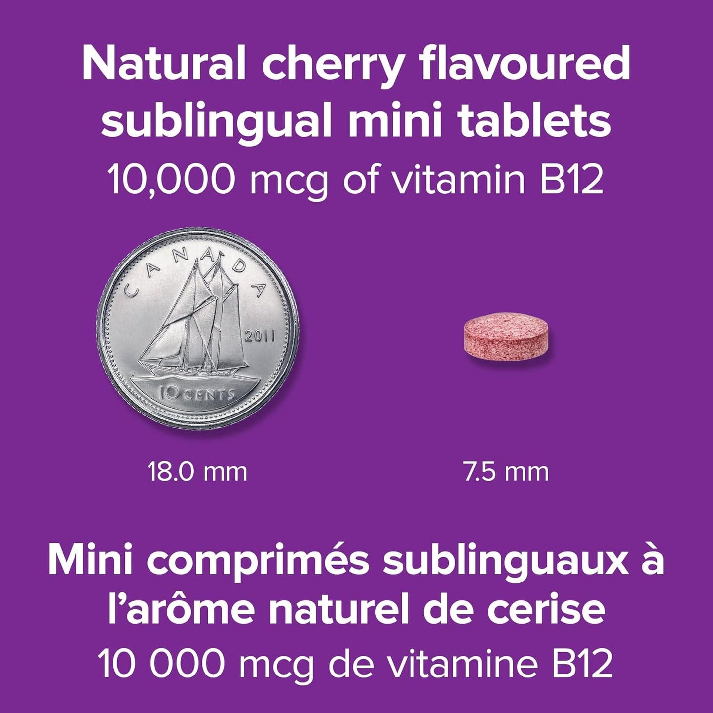 Webber Naturals 维生素 B12 10,000 微克,超强效,速溶,40 片,天然樱桃味,支持能量产生和代谢,纯素