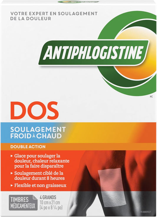 Rub-A535 Back Ice to Heat Pain Relief Medicated Patches - Dual Action Pain relief, Flexible and Greaseless, 8 Hours of Targeted Pain Relief - 4 Patches