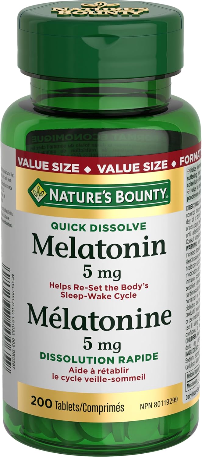 自然之宝褪黑激素,速溶 5 毫克片剂,有助于入睡,增加总睡眠时间,更快入睡,重置睡眠觉醒周期,44 克