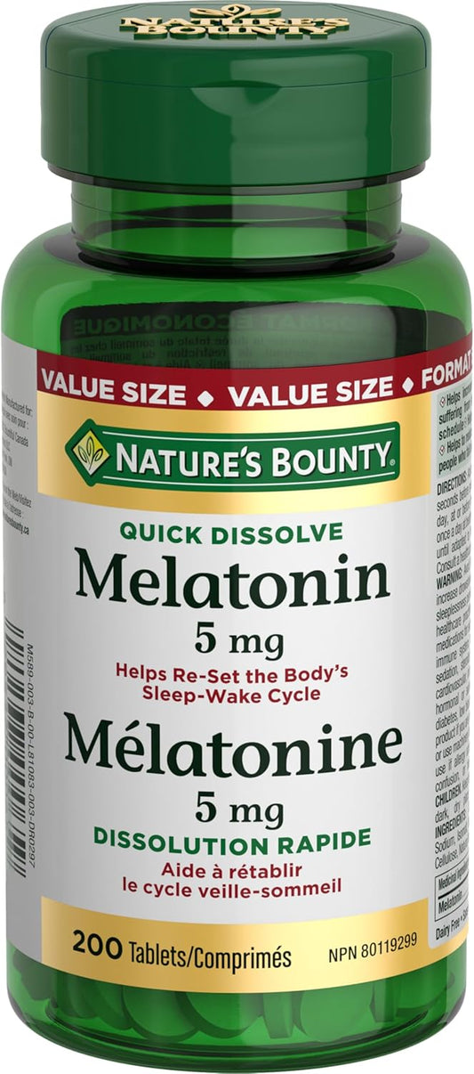 自然之宝褪黑激素,速溶 5 毫克片剂,有助于入睡,增加总睡眠时间,更快入睡,重置睡眠觉醒周期,44 克