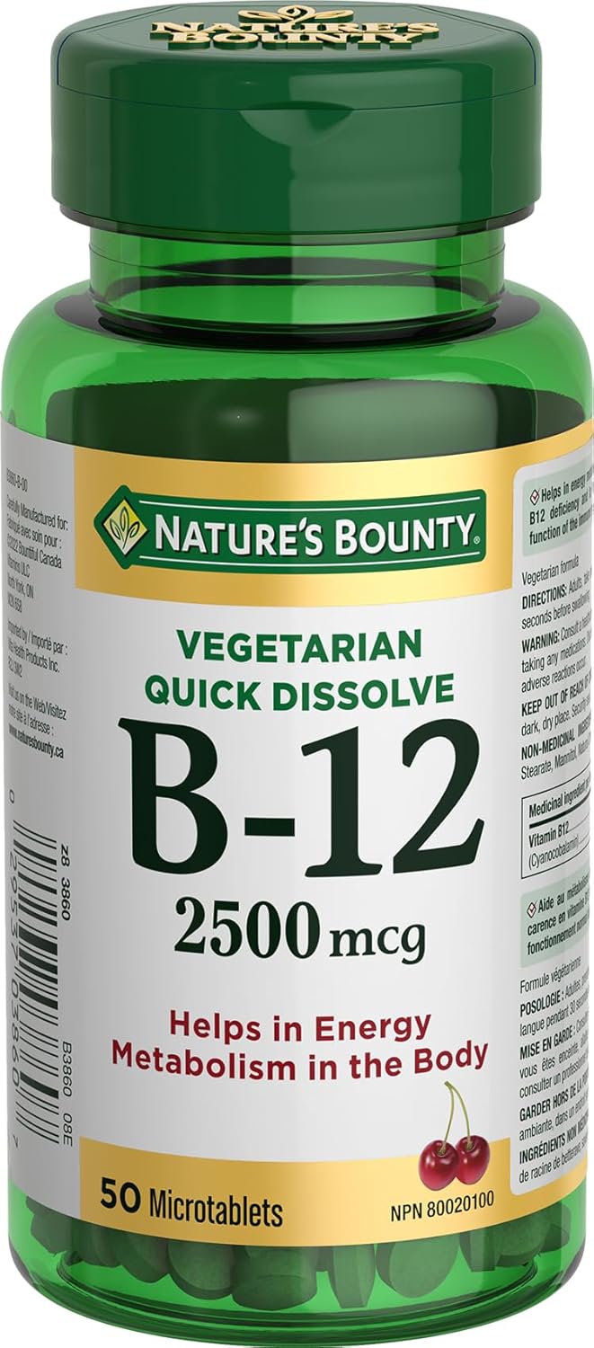 Nature's Bounty 維生素 B12 補充劑,支持能量代謝,2500 微克,50 片微片