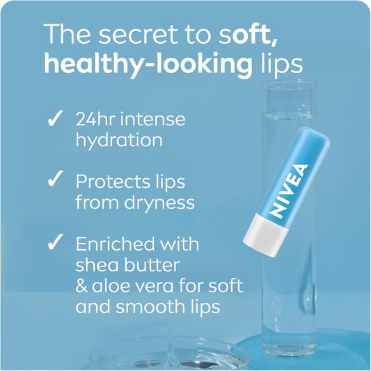 NIVEA Hydro Care Lip Balm, (2 X 4.8g) | Made with Aloe Vera & Shea Butter, 24H Hydration, Transparent