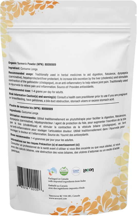 Sewanti Organic Turmeric Powder (npn): 80090909 200 gram
