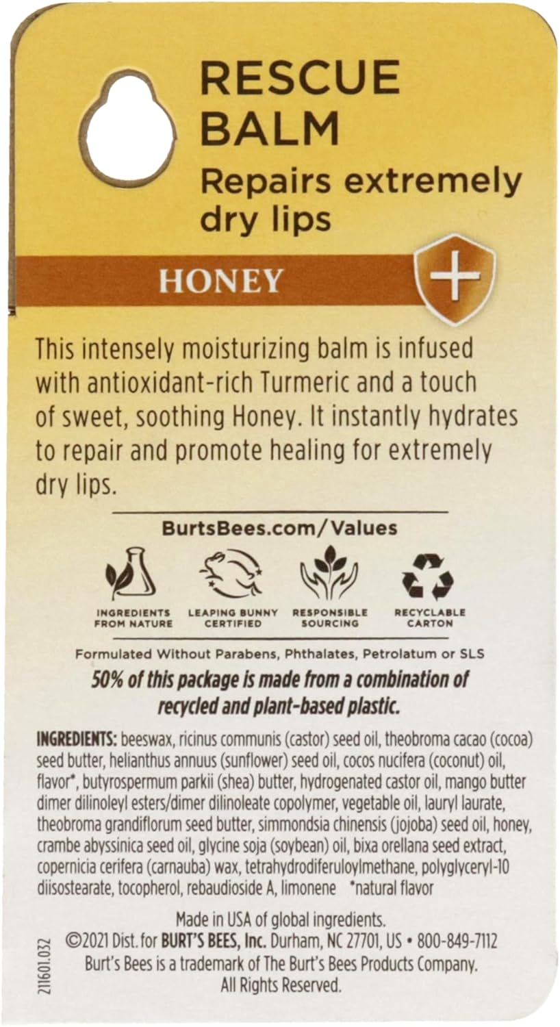 Honey Rescue Balm by Burts Bees for Unisex - 0.15 oz Lip Balm