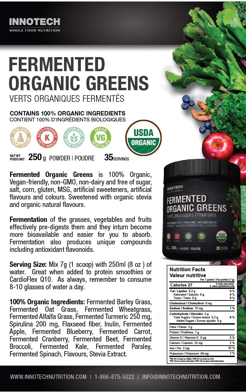 Innotech Nutrition Fermented Organic Greens, Berry Flavor - 250 g