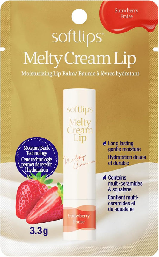 Softlips Melty 潤唇膏 | 草莓護唇膏 | 持久保濕、滋潤滋養唇部護理 | 蘊含三重神經醯胺