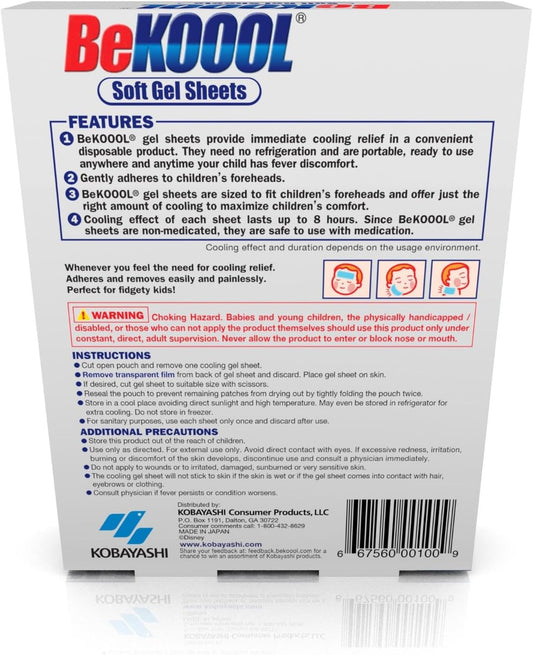 BeKoool 儿童柔软冷却凝胶贴,4 片