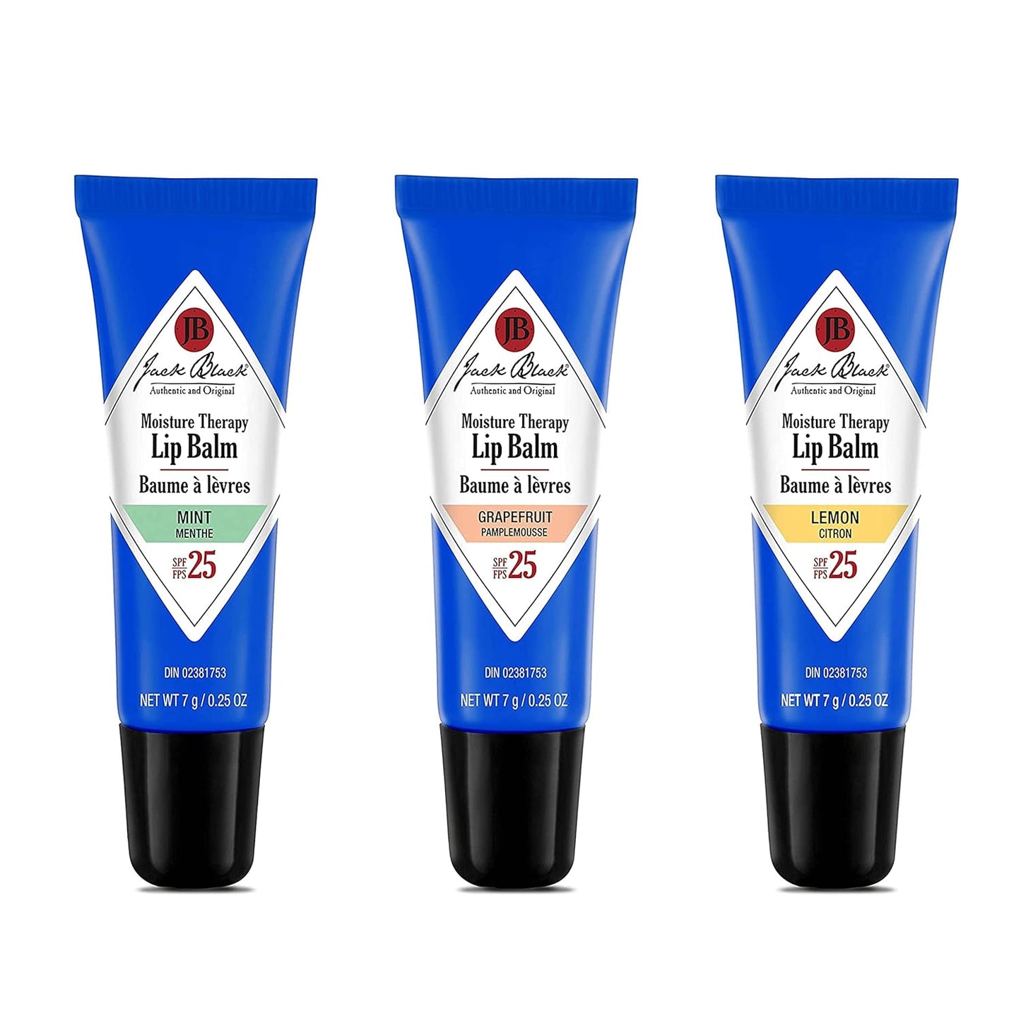 傑克布萊克保濕唇膏 SPF 25,7 克,薄荷、葡萄柚、檸檬(3 件裝)