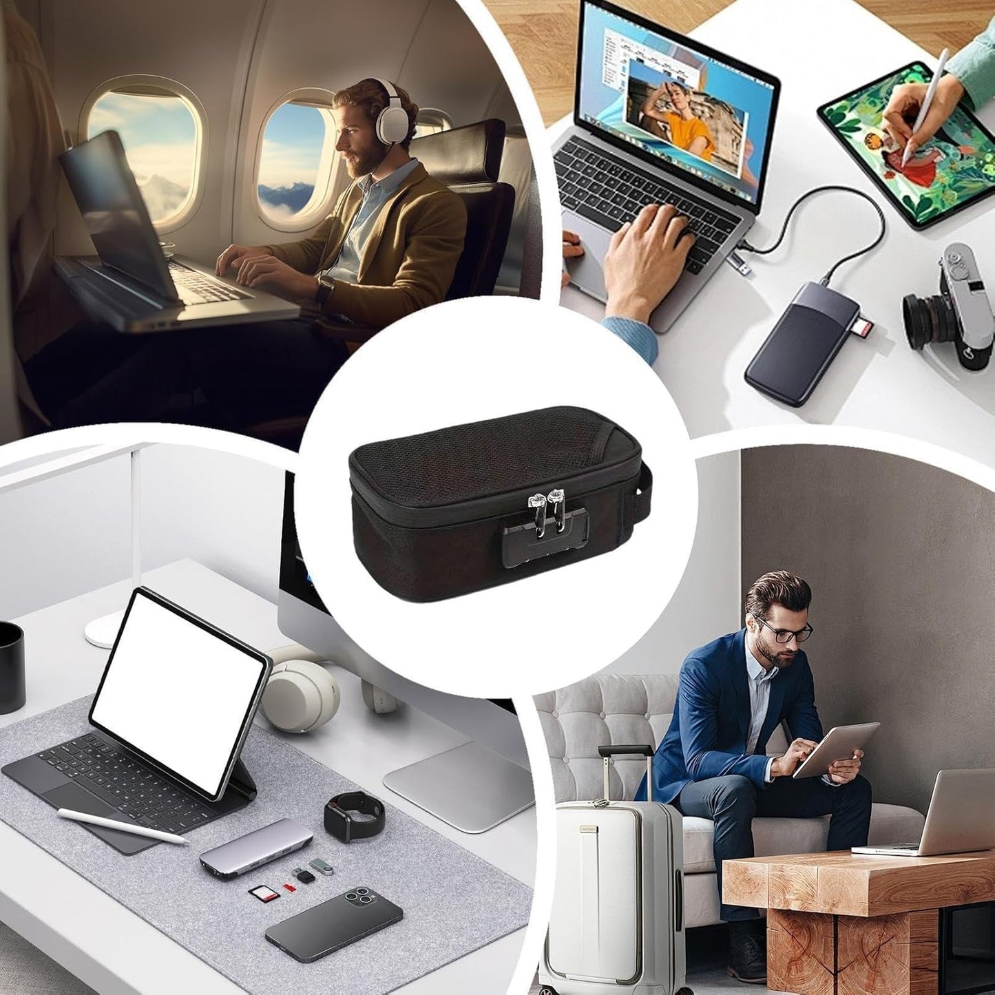 Smell Proof Bag, Lightweight and Easy to Carry Odor Proof Pouch Organizer Activated Carbon Adsorption Effect Smell Proof Container with Lock Travel Storage Bag (Black)