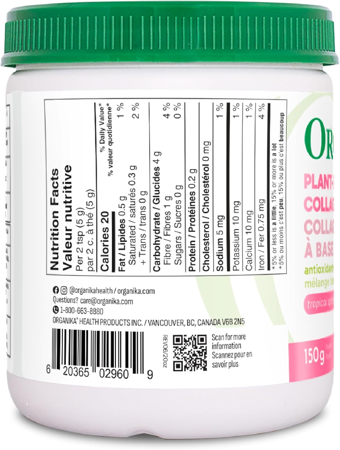 Organika Plant Based Collagen Booster- Helps Support the Production and Protection of Collagen- 150g