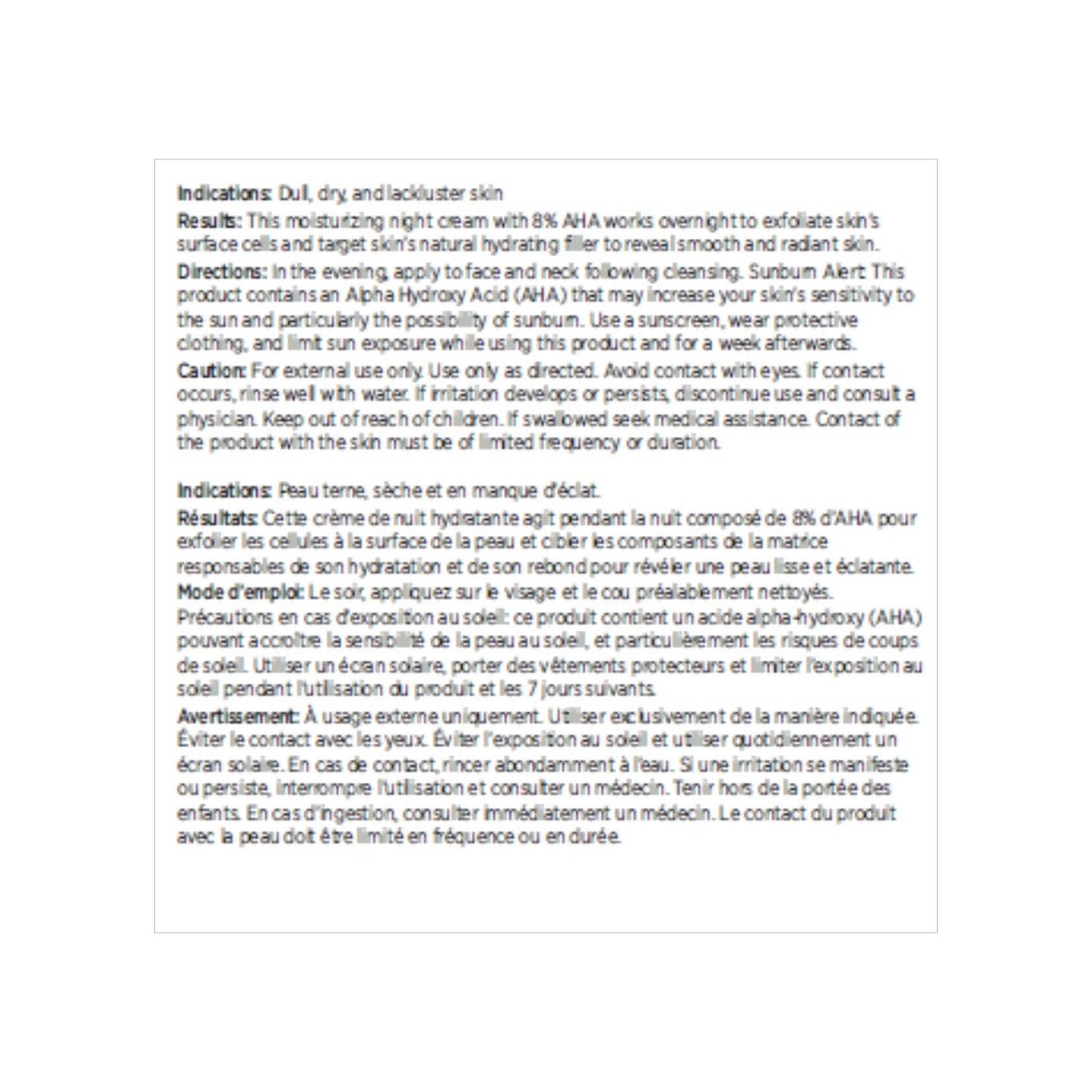 NEOSTRATA Night Repair Cream, 8% AHA for Exfoliation, Brightening, Radiance, 45g