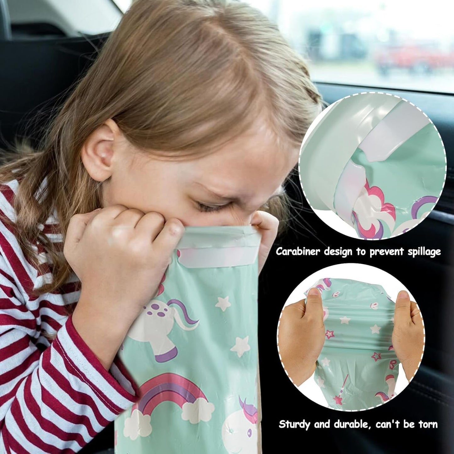 16 Pcs Kids Vomit Bags Disposable Emesis Bags 1500ml,Puke Bags Vomit Bags Disposable for Car,Barf Bags Disposable Car Kids(Pony marine animal style)