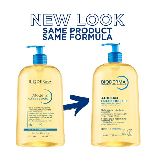 Bioderma Atoderm 沐浴油、面部和身体清洁油、滋养清洁油,适合干性至过敏性敏感肌肤,为您的整个家庭带来更柔软、更光滑的皮肤