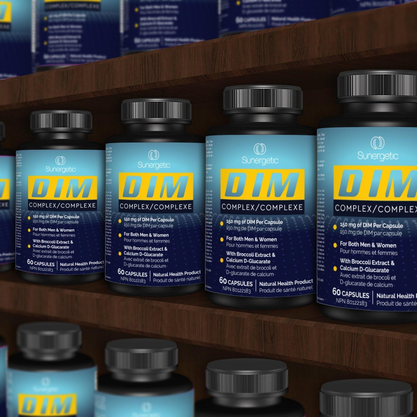 Sunergetic 優質 DIM 補充劑 - 150 毫克 DIM(二吲哚甲烷)、西蘭花、D-葡萄糖酸鈣和胡椒鹼 - 男女適用 DIM 膠囊 - DIM 複合物,用於更年期支持和平衡 - 60 粒 DIM 膠囊