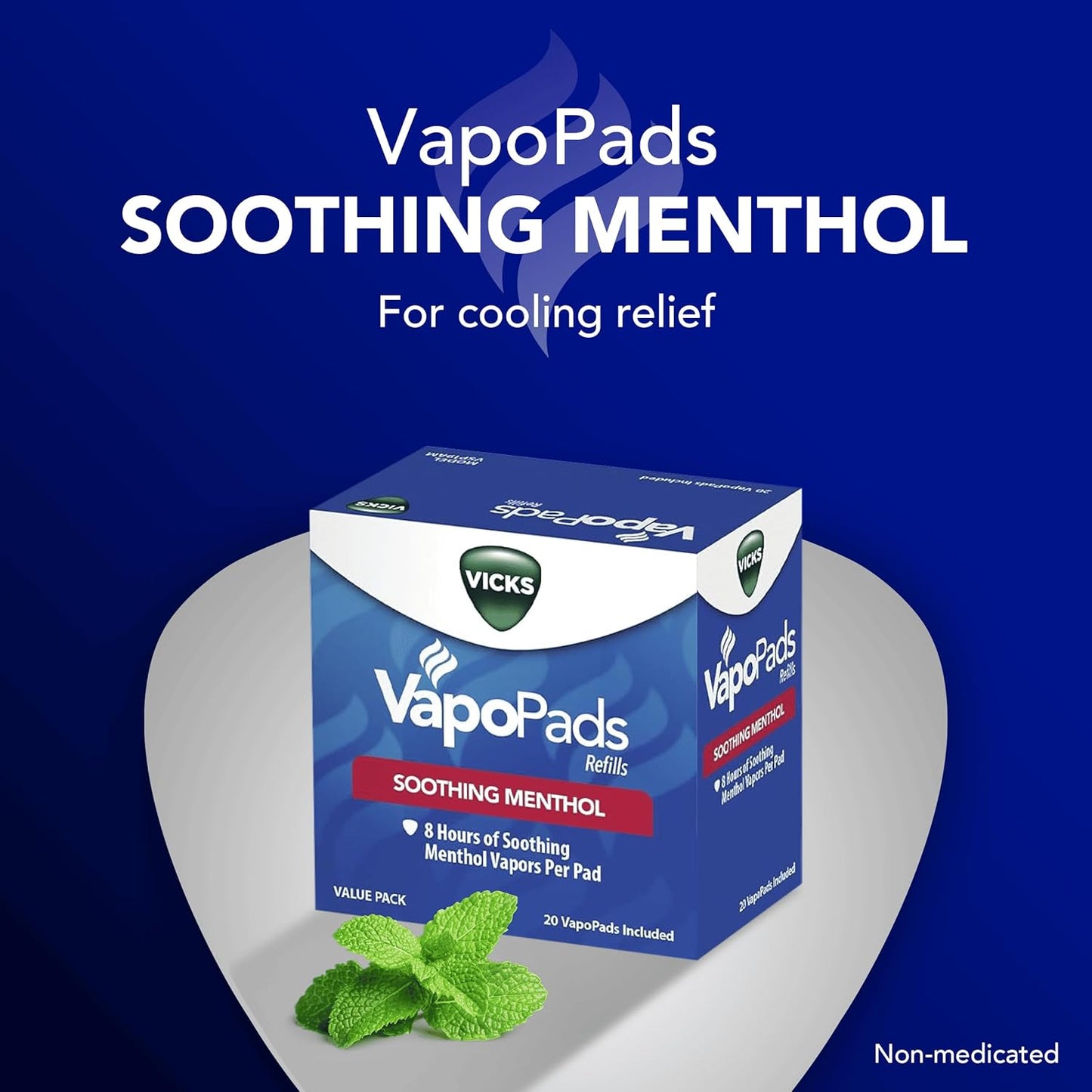 Vicks VapoPads 原装薄荷味 20 片补充装,白色,20 片