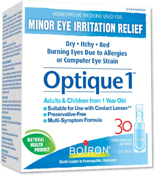 Boiron RhinAllergy for Relief from Allergy Symptoms of Sneezing, Runny Nose, and Itchy Eyes & Optique 1, Eye drops used to relieve minor eye irritations such as dry, itchy or red burning