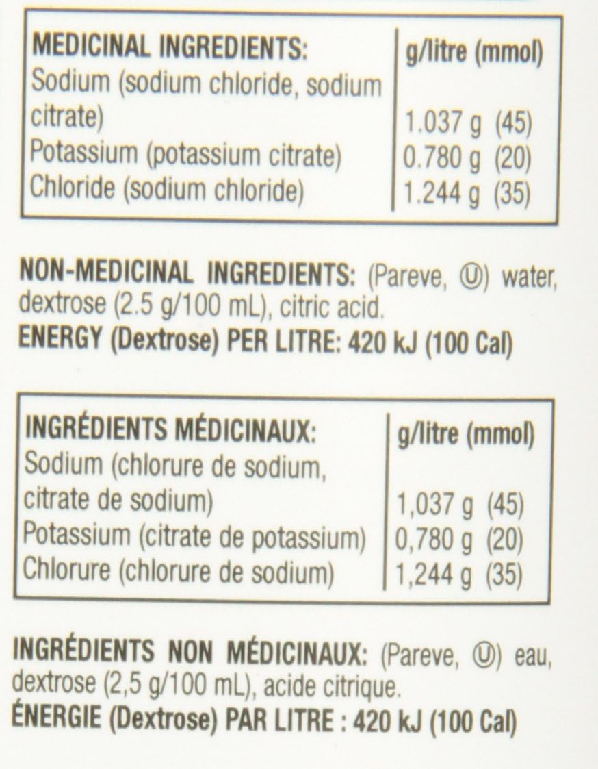 Pedialyte Electrolyte Oral Rehydration Solution, Unflavoured, 1-L Bottle