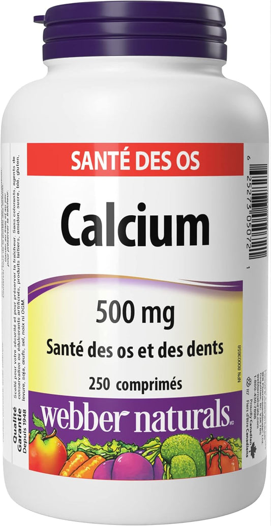Webber Naturals 碳酸鈣,250 片,有助於支撐骨骼和牙齒