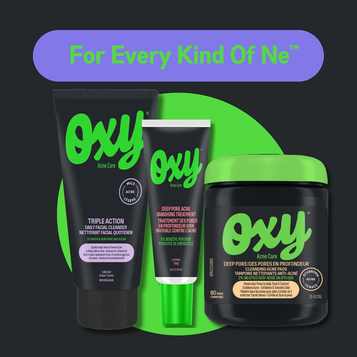Oxy 三重功效日常潔面乳,經臨床驗證含有水楊酸 (1.0%) – 適用於輕度痤瘡 – 有助於治療痤瘡和預防痤瘡爆發 – 不含對羥基苯甲酸酯和防腐劑 – 經皮膚科醫生測試