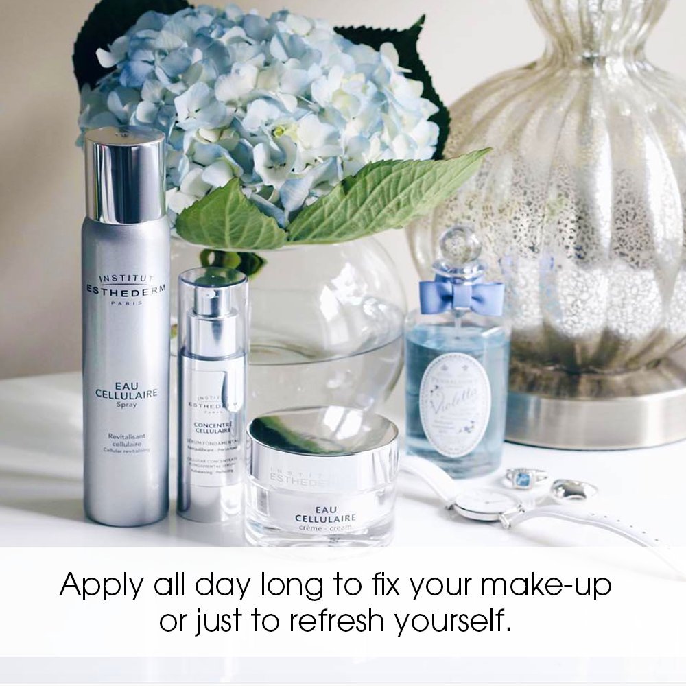 Institut Esthederm - Cellular Water Face Mist - Energizing, Hydra-booster, Enrichied in Acid Hyaluronic, Moisturizing Effect - All Skin Types, 100 mL.