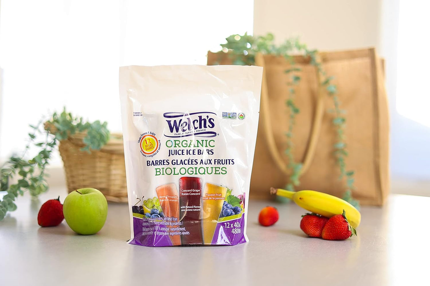 Welch's, 有机果汁冰棒,天然口味,12 x 40毫升
