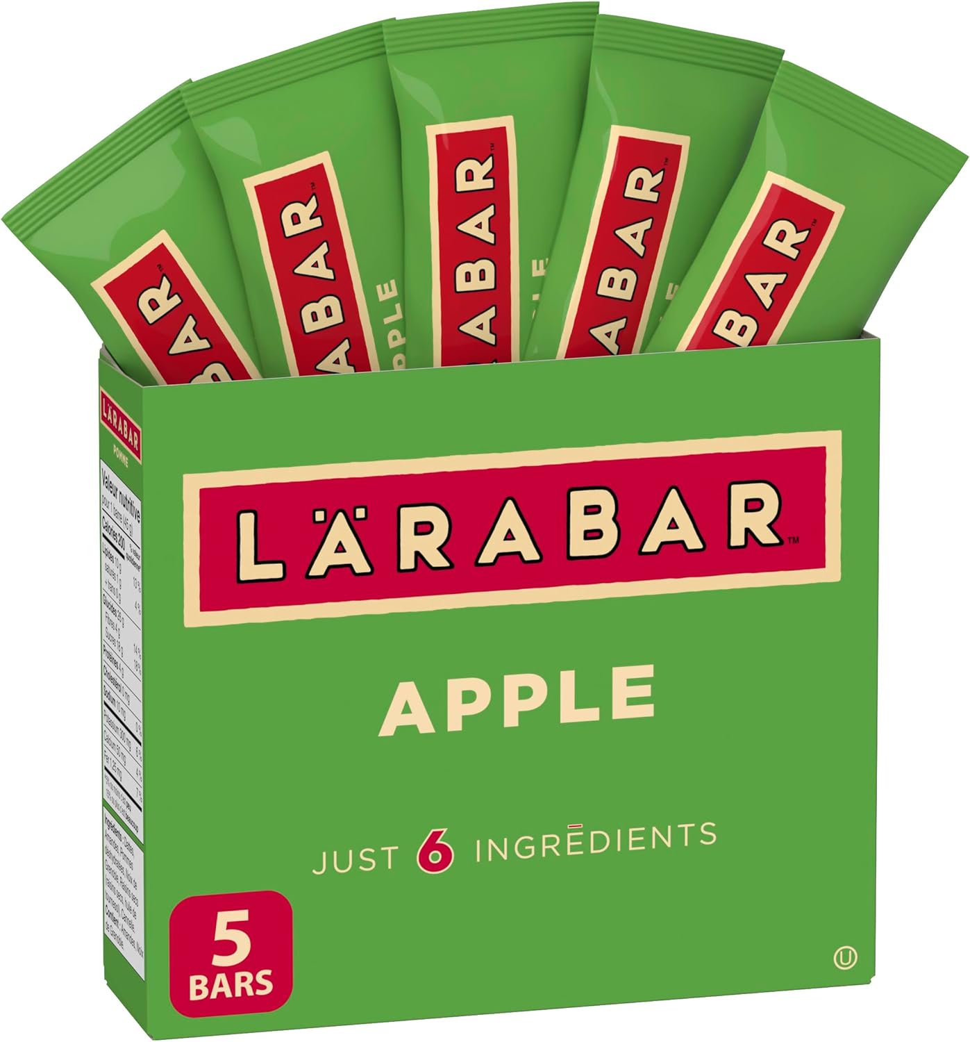 LÄRABAR Apple, Fruit and Nut Energy Bar, Pack of 5 Bars, Gluten Free, Vegan, Snack Bars