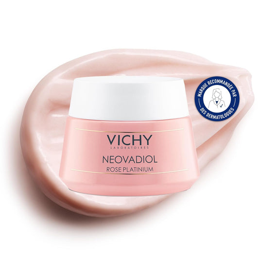 薇姿玫瑰光彩面霜,Neovadiol 玫瑰铂金强化焕活玫瑰调理霜,适合成熟肌肤,含钙、蜂蜡和玫瑰提取物,低过敏性,50 毫升