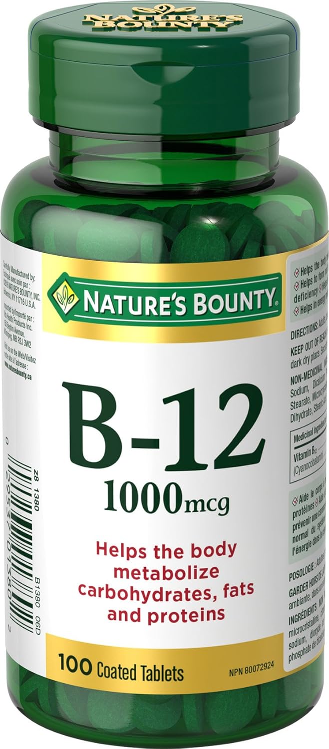 Nature's Bounty 维生素 D3(1000IU,500 粒软胶囊)和维生素 B12(1000mcg,100 片)套装