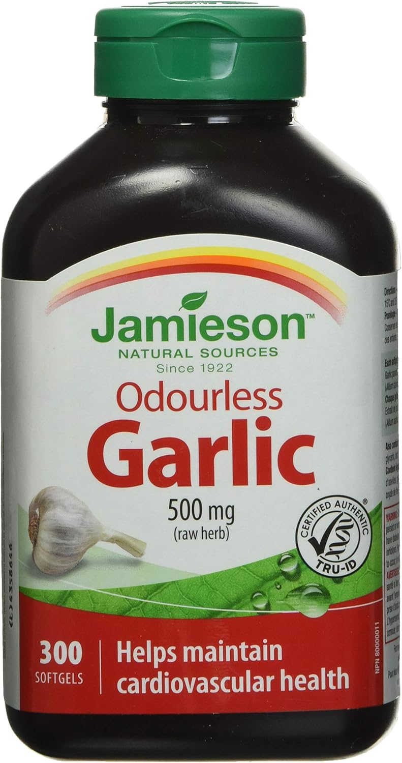 High Absorption Turmeric with Black Pepper 4,000 mg - Non-GMO, Gluten-Free & Odourless Garlic 500mg 300 Softgels