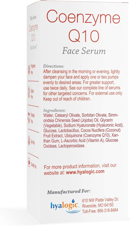 Hyalogic Episilk Coenzyme Q10 Serum w/Hyaluronic Acid for Collagen Support | Visible Firming Facial Serum for Dry Skin | Skin Rejuvenation - Antioxidant Serum (1 fl oz)