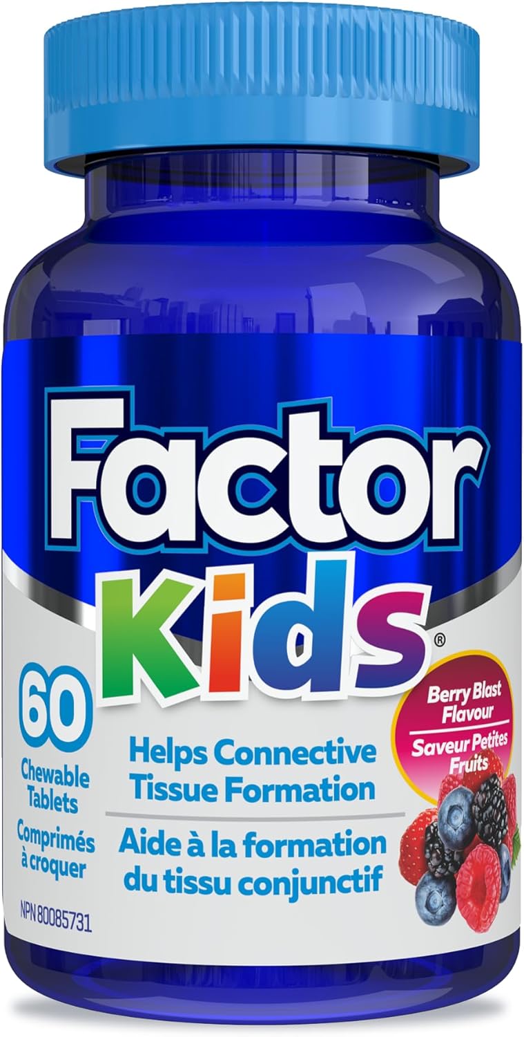 Factor 兒童每日咀嚼複合維生素(60 顆),含維生素 B12、C、D3 和 L-酪胺酸