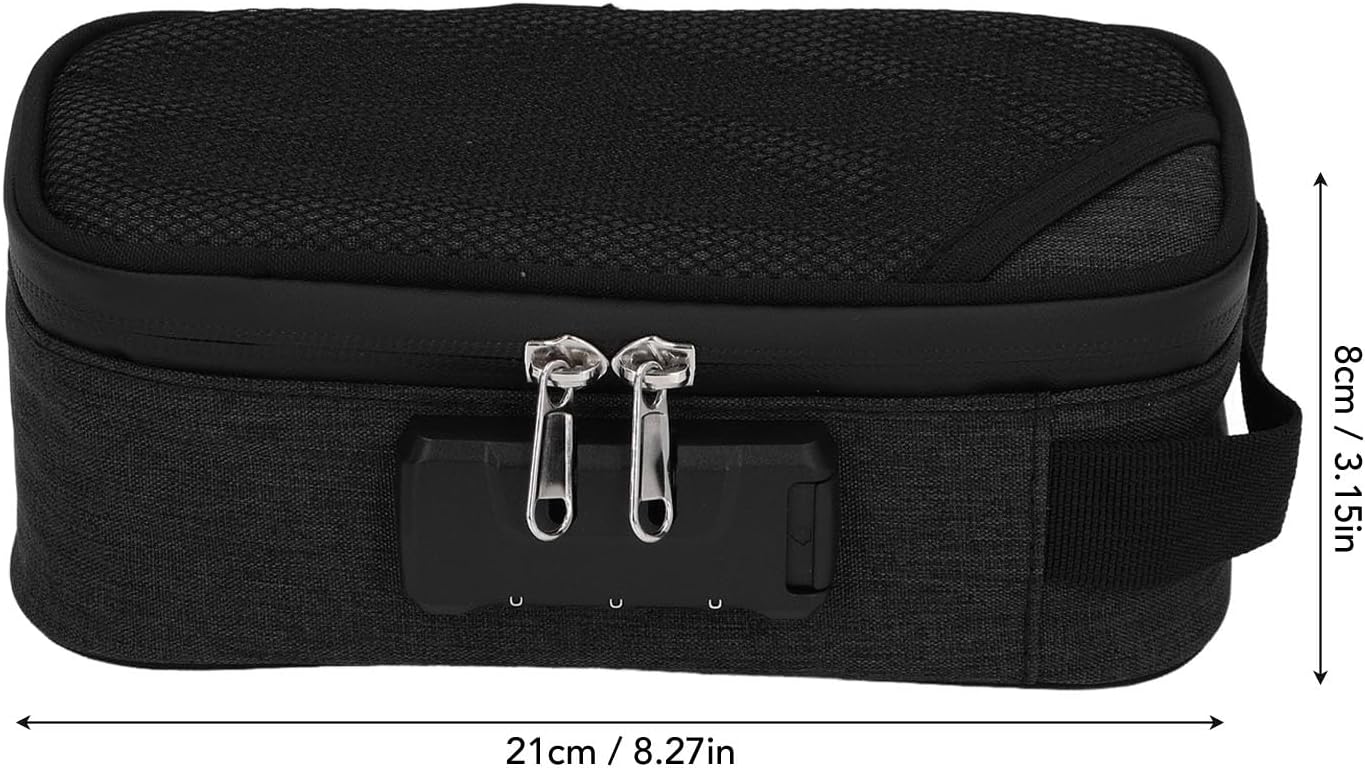 Smell Proof Bag, Lightweight and Easy to Carry Odor Proof Pouch Organizer Activated Carbon Adsorption Effect Smell Proof Container with Lock Travel Storage Bag (Black)