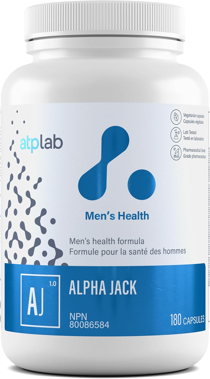 ATP LAB - Alpha Jack 180粒胶囊,30天用量 - 男士健康补充剂 - 能量支持和天然补充剂 - 男士抗氧化补充剂 - 加拿大配方和制造