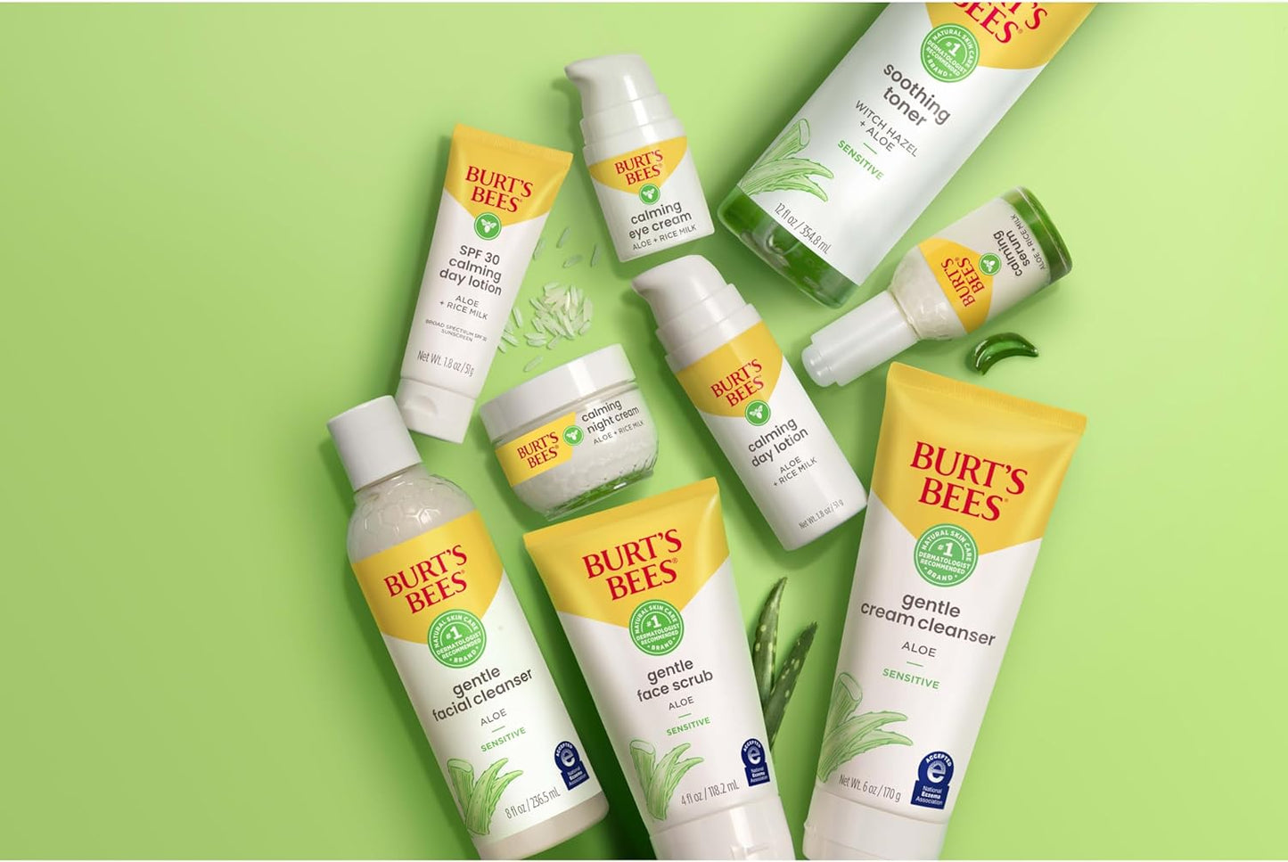 Burt's Bees Sensitive Hydrating Gentle Daily Face Cream Moisturizer Face Lotion for Sensitive Skin with Aloe and Rice Milk, 98.9% Natural Origin, Developed with Dermatologists, 51g