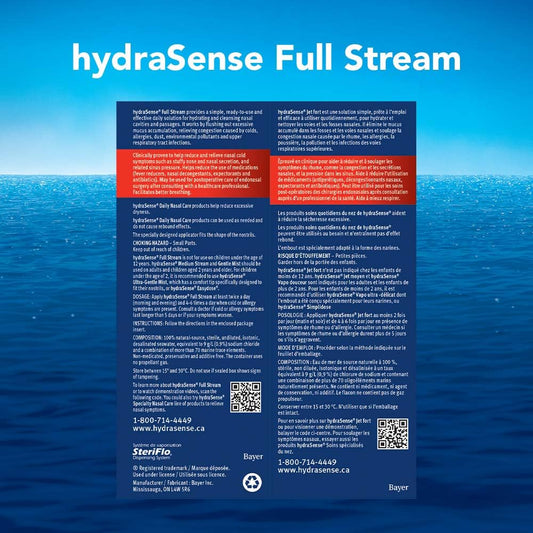 HydraSense 全流鼻喷雾剂,日常鼻腔护理,100% 天然海水,不含防腐剂,100 毫升