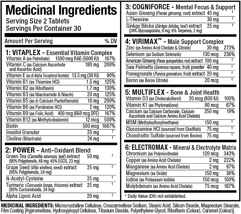 ALLMAX Isoflex 香草味,5 磅 & 营养 - VITAFORM - 高级 - 男士高性能复合维生素 - 30 天供应 - 60 粒