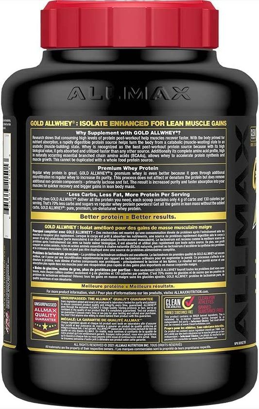 ALLMAX Nutrition - AllWhey Gold - 100% Whey Protein + Premium Whey Protein Isolate - Chocolate - 5 Pound