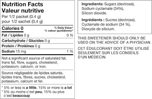 Sweet'N Low - Zero Calorie Sweetener - with Cyclamates. Diabetic-Friendly, Gluten-Free, Kosher, Vegan - Perfect for Iced and Hot Coffee, Tea and Lemonade, Made in Canada - 3 x 1000 Packets