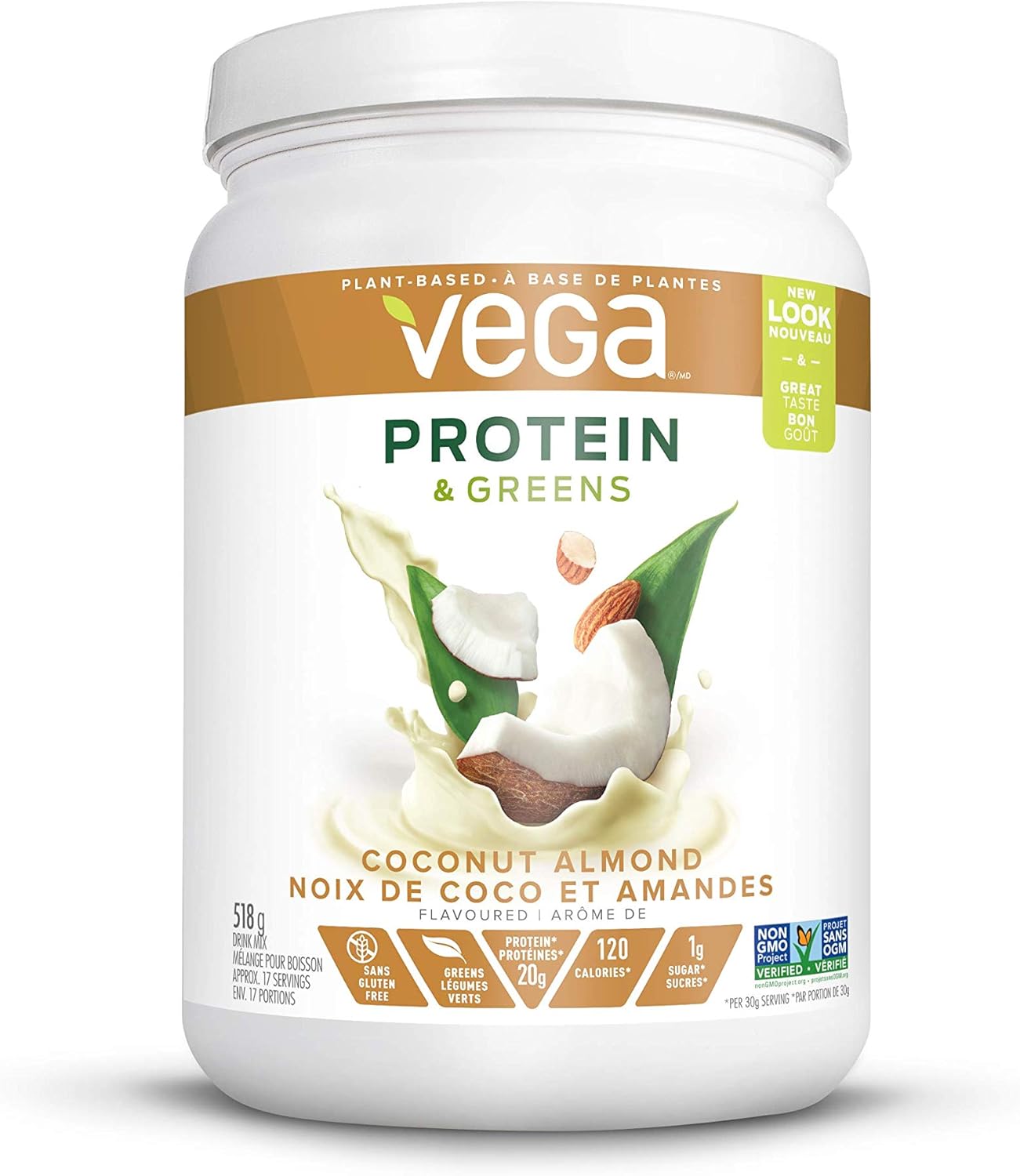 Vega Protein and Greens 香草+椰子杏仁(各18份)植物蛋白粉 | 男女适用豌豆蛋白