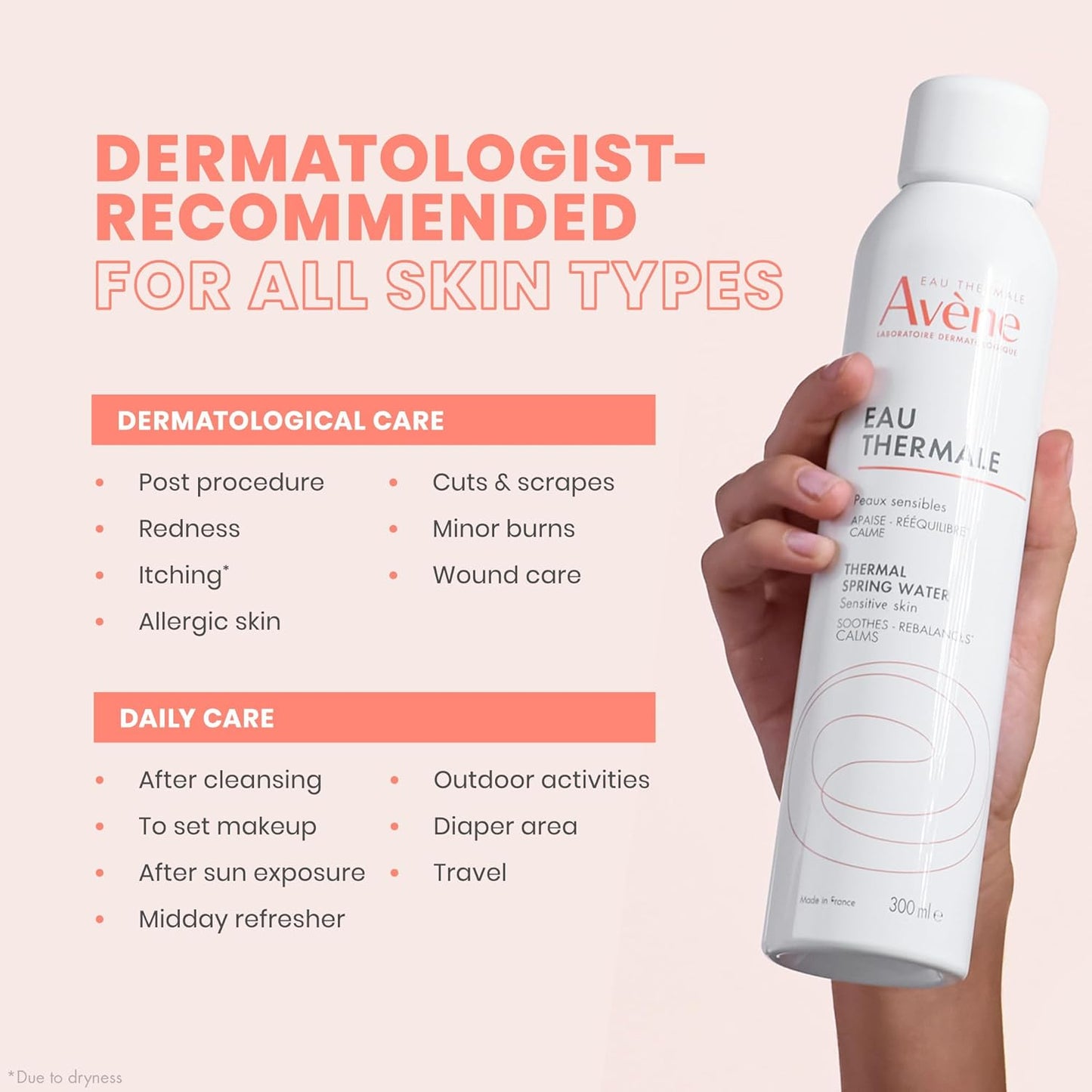 Eau Thermale Avene Thermal Spring Water, Soothing Calming Facial Mist Spray, Microbiome rebalancing, for Sensitive Skin