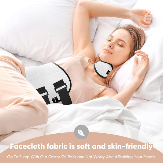 OPOVE Castor Oil Pack Wrap - 2 Pack Organic Cotton Flannel Castor Oil Packs,Reusable Castor Oil Pads Kit for Liver Detox,Fibroids,Thyroid Neck,Stomach(Castor Oil Included)