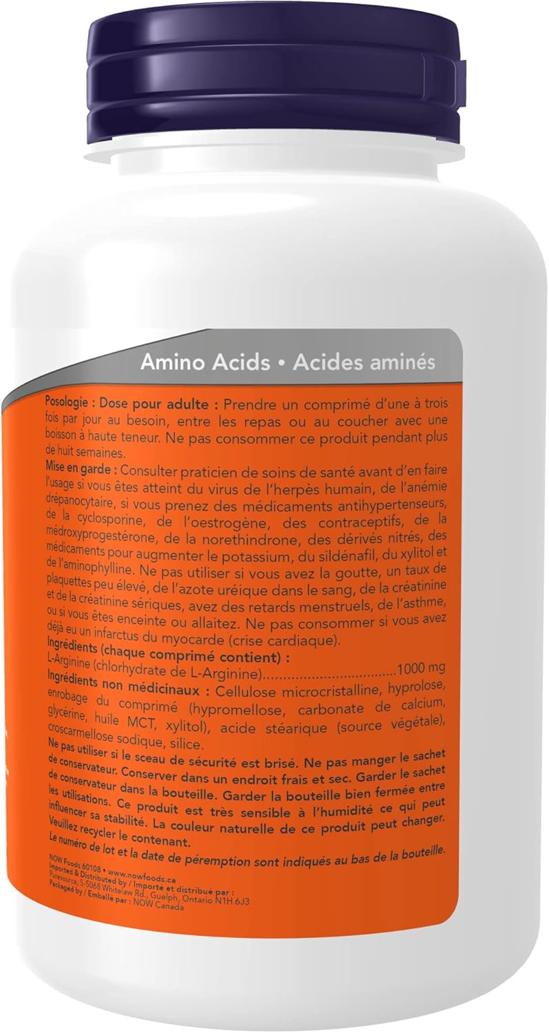 NOW Supplements L-精氨酸 1000 毫克片剂(120 粒)+ 非洲臀果木和锯棕榈软胶囊(60 粒)
