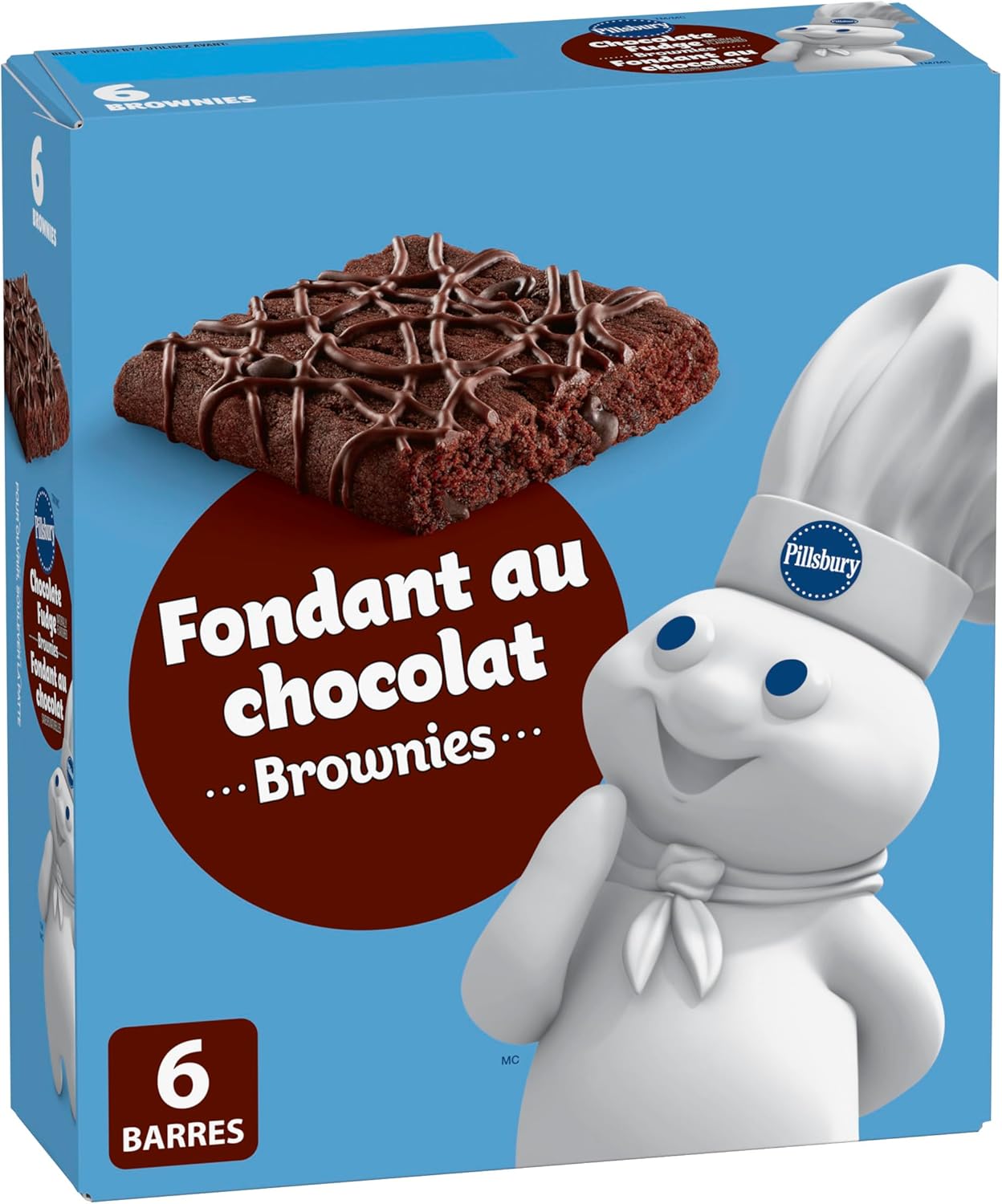 皮尔斯伯里巧克力软糖布朗尼棒,6条装,零食棒