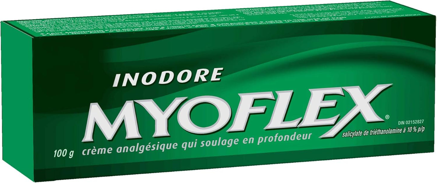 Myoflex 止痛膏 | 无味 | 深层缓解肌肉酸痛和关节痛 | 不含薄荷醇 | 无污渍 | 不油腻 | 适合 2 岁以上 | 100 克(常规强度)
