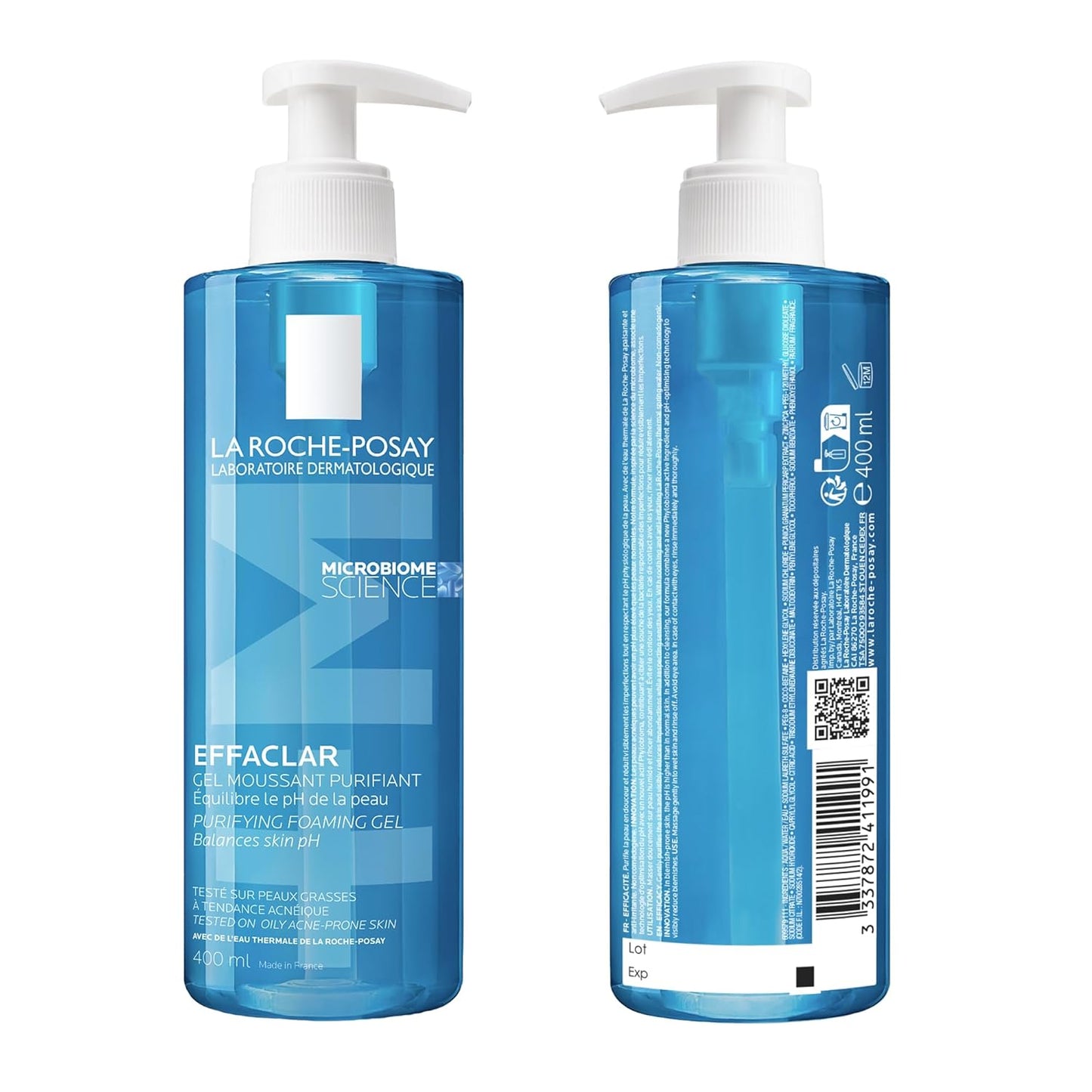 La Roche-Posay Face Wash Gel Cleanser, Effaclar Gentle Purifying Foaming Gel for Oily and Sensitive Acne-Prone Skin & Acne Lotion BUNDLE. Soap-Free, Paraben-free, Non-Comedogenic