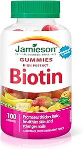Jamieson 強效生物素軟糖,含維生素 C 和 E,混合口味,有助於滋養濃密秀髮、改善肌膚健康、強韌指甲。素食,不含明膠、麩質,不含人工香料、色素或防腐劑…