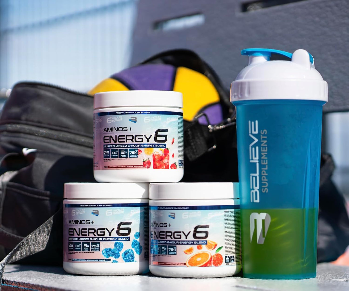 Believe Supplements - 氨基酸+能量 6-6 小时能量补充剂,含维生素、矿物质和兴奋剂 - 提升注意力和能量 - 零糖(蓝莓)