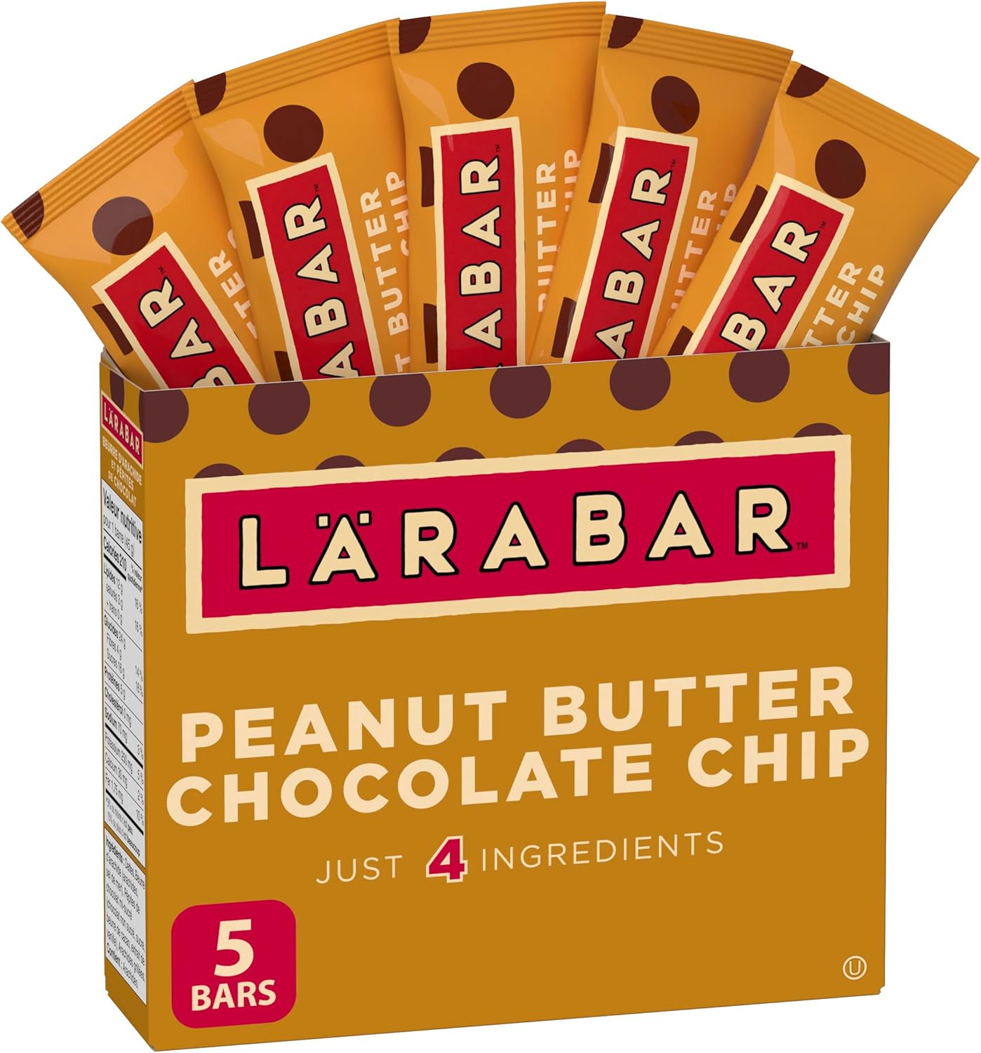 LÄRABAR 花生醬巧克力碎、水果堅果能量棒,5條裝,無麩質,純素,零食棒
